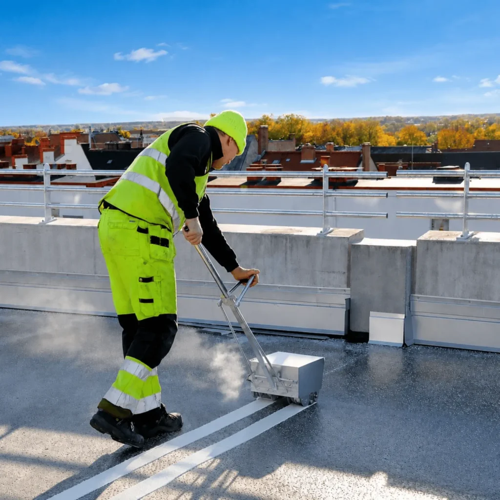 RME technician applying thermoplastic road marking